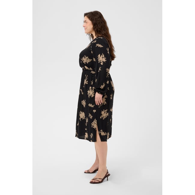 Robe noir/marron floral <span itemprop=