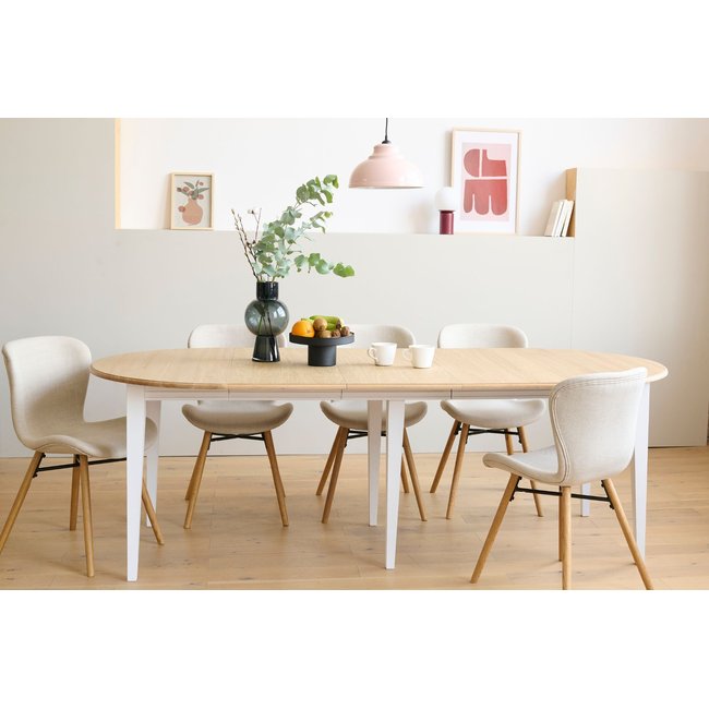 Table ronde 6 pieds fuseau D105 + 3 rallonges bois - VICTORIA - HELLIN, DEPUIS 1862