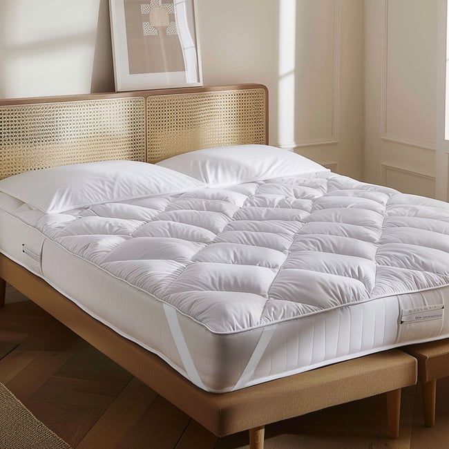 Surmatelas Elastiqué Microfibre - MOELLEUX Couleur blanc <span itemprop=