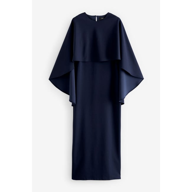 Robe longue style cape bleu marine <span itemprop=