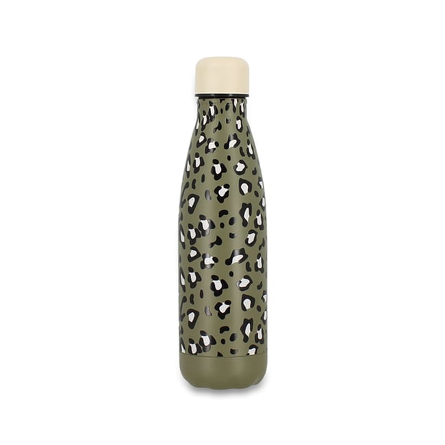 Bouteille 500ml en acier inoxydable, LEOPARD Couleur vert <span itemprop=