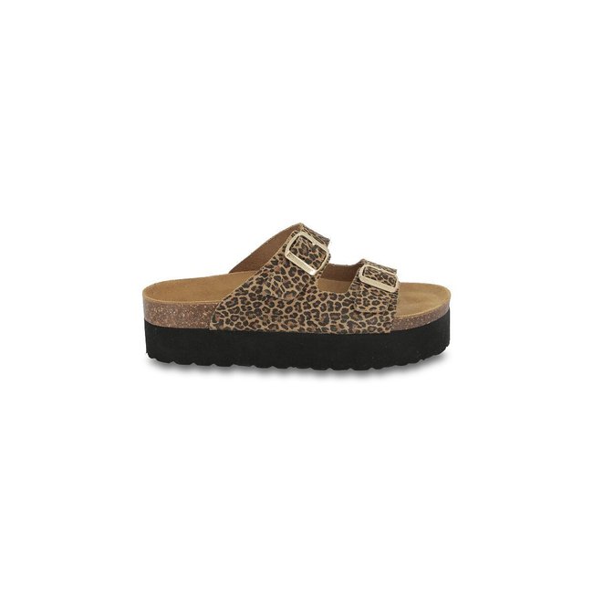 Mules de piel con plataforma Zatop, fabricados en Europa leopardo <span itemprop=