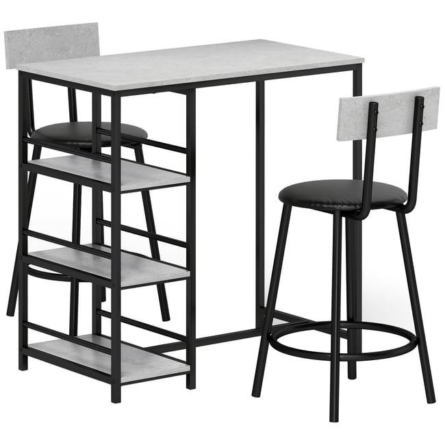 Ensemble de table de bar MDF Gris clair Couleur gris clair, noir <span itemprop=