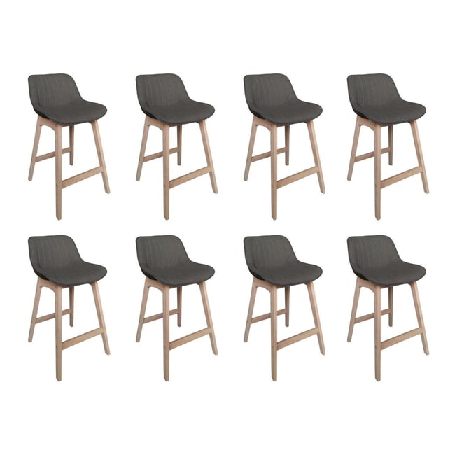 Lot de chaises d'îlot et bar en chêne et assise tissu 65cm MELLOW | Lot de 8 - MOB IN