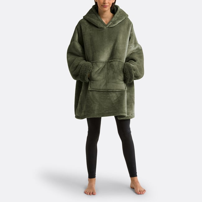 Plaid fleece sweater maat L/XL, Javi <span itemprop=