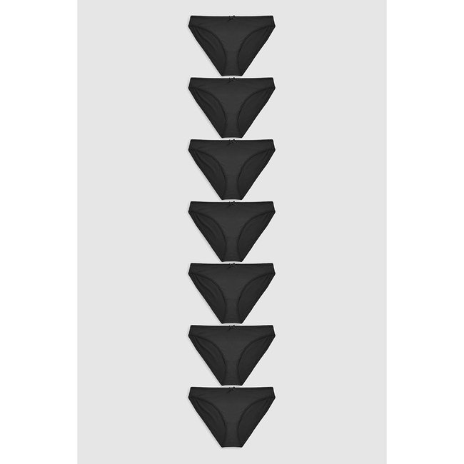 Slips -échancrure haute, lot de 7 noir <span itemprop=