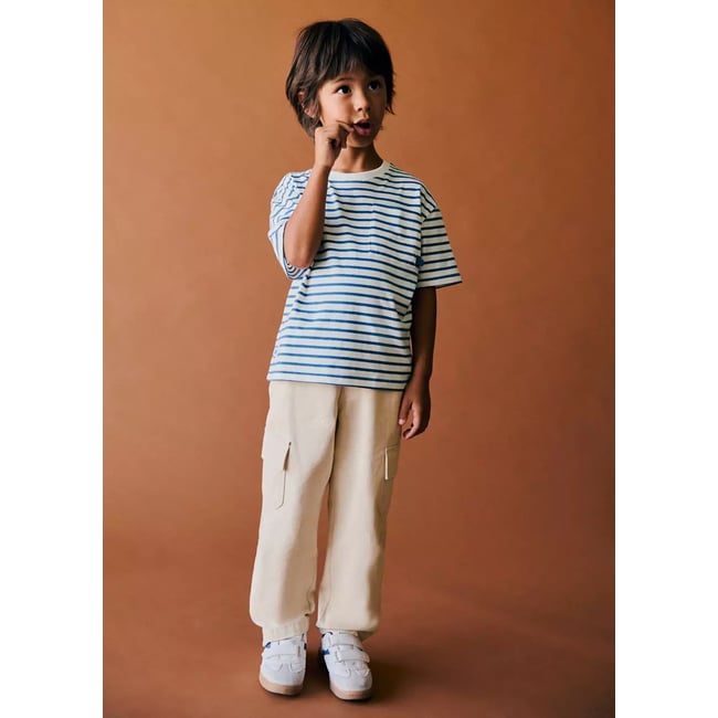 Pantalon cargo coton gris glacé <span itemprop=