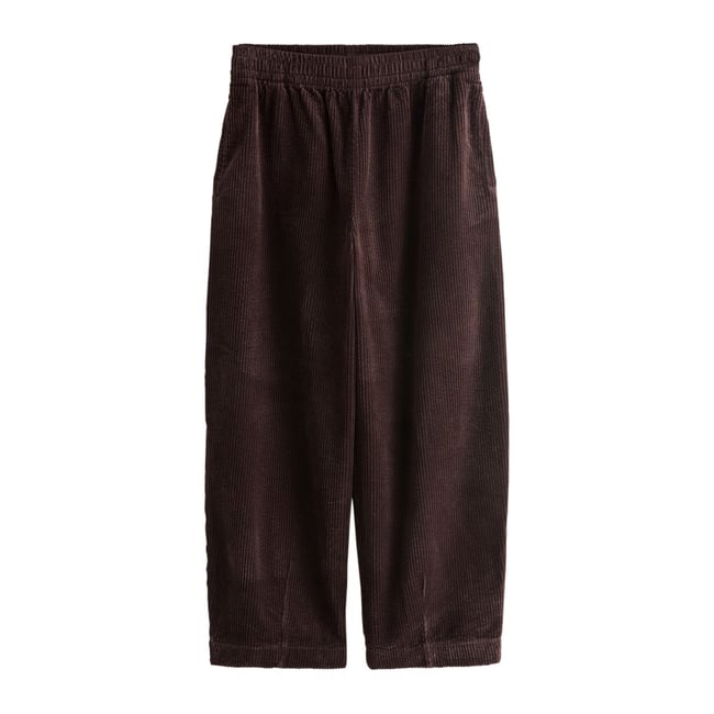 Pantalon ample en velours côtelé doux marron chocolat <span itemprop=