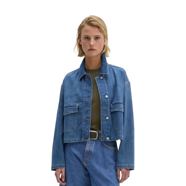 Chemise en jean relaxed en denim Cashmere Touch bleu moyen <span itemprop=