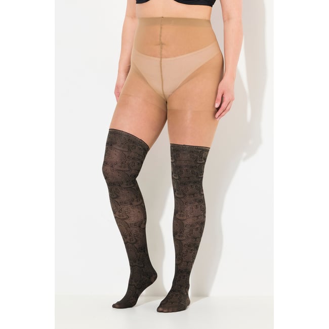 Collants aspect bas, effet dentelle noir <span itemprop=