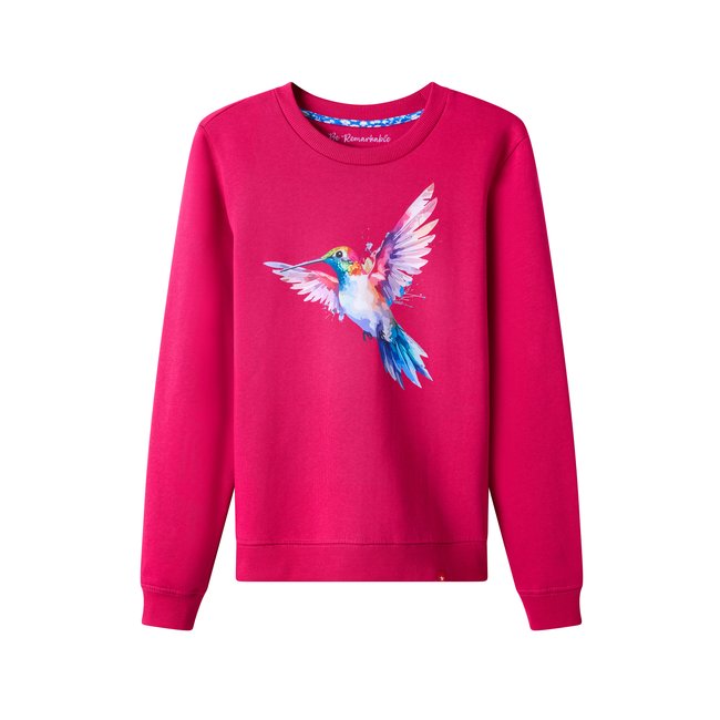 Sweat-shirt à motif colibri rose <span itemprop=