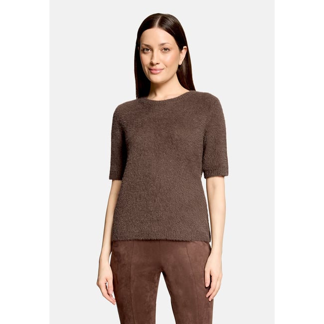 Pull-over en maille manches courtes muskat <span itemprop=