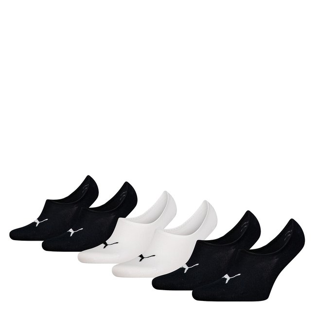Pack of 6 Pairs of Plain Socks in Cotton Mix, black + white, PUMA