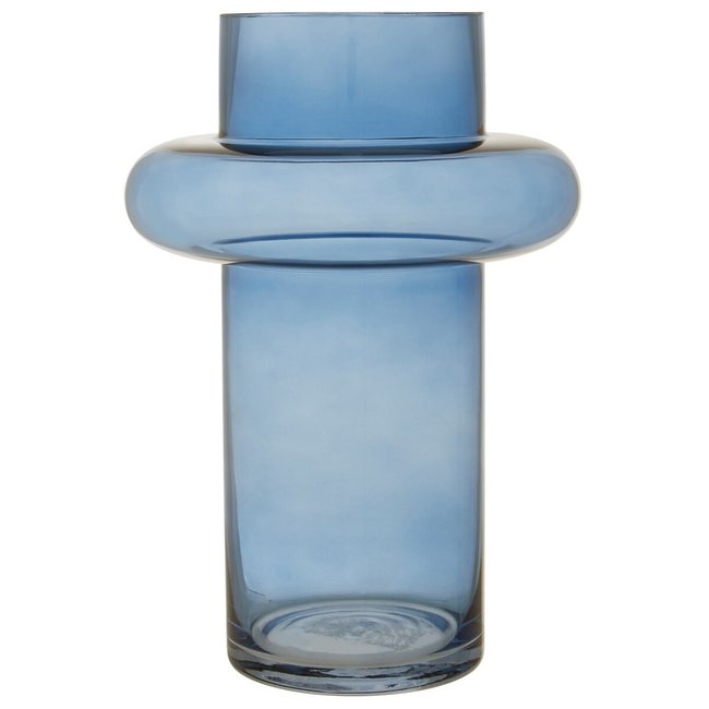 30cm Blue Finish Glass Vase, blue, ÉDITÉ