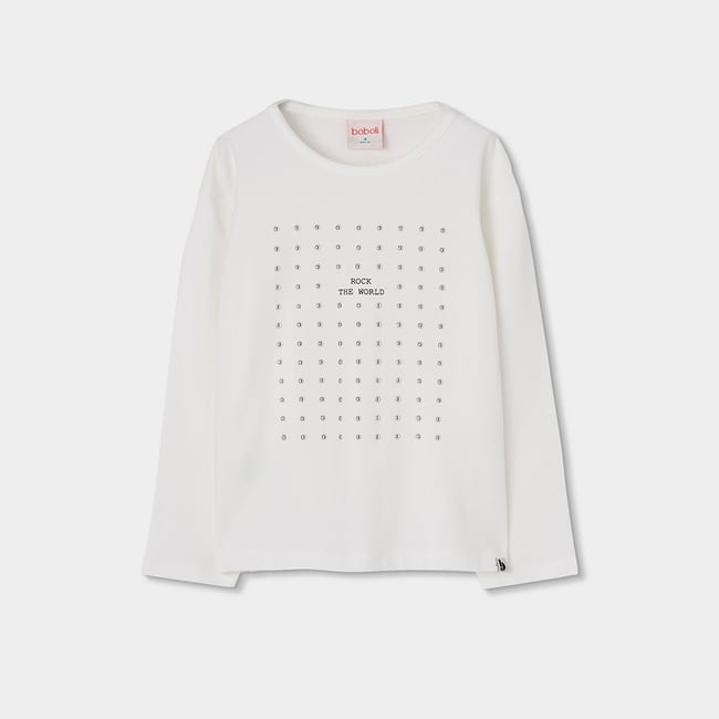 T-shirt fille en maille avec clous blanc <span itemprop=