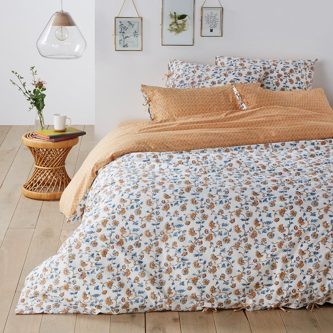 Housse de couette coton lavé, Indian Flower  imprimé fleurs <span itemprop=
