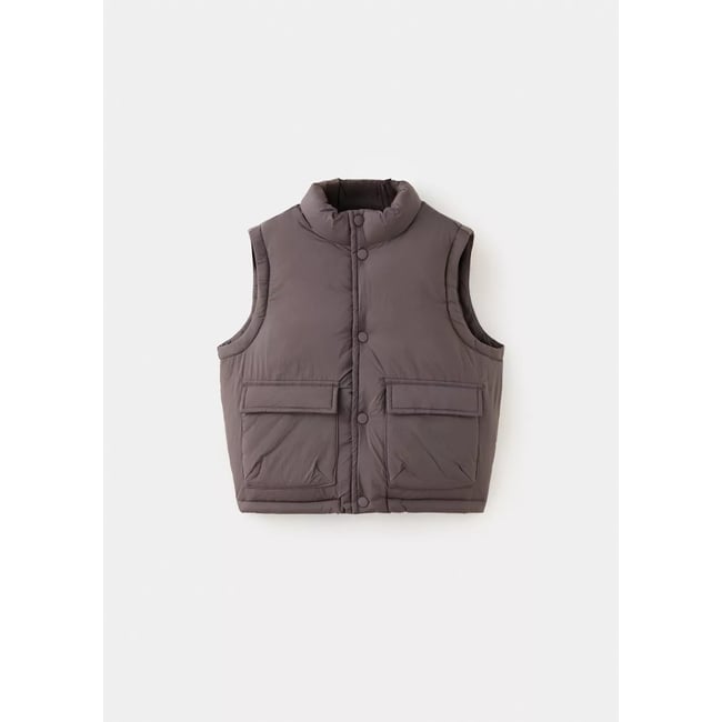 Gilet matelassé poches marron <span itemprop=