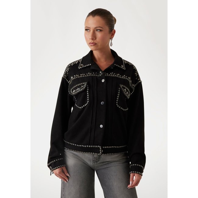 Veste Cloutée Daim Synthétique noir <span itemprop=