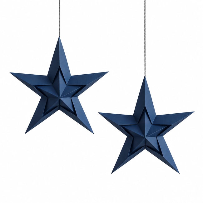 Set of 2 30cm Nordic Lights Paper 5-Point Stars, blue, SO'HOME