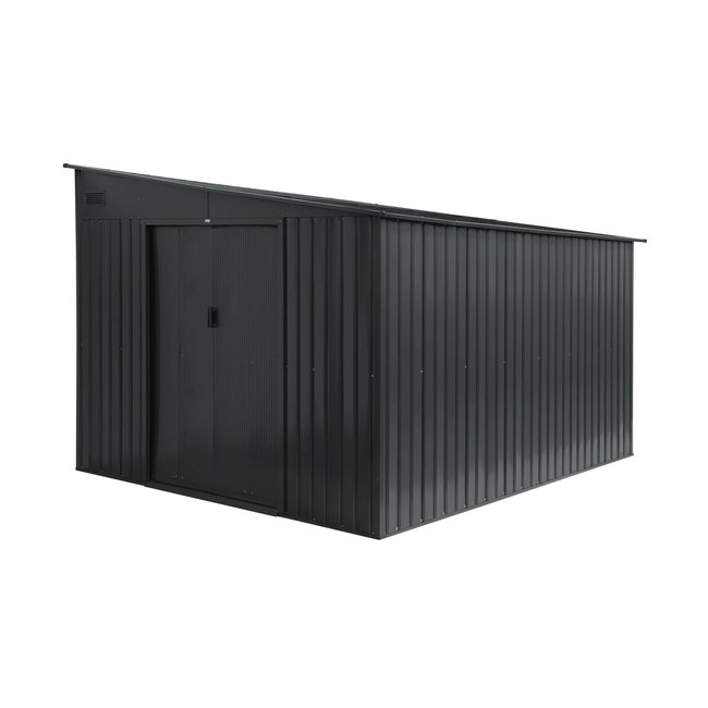 Abri de jardin adossable métal 8,96m² avec kit d'ancrage ORNAY anthracite <span itemprop=
