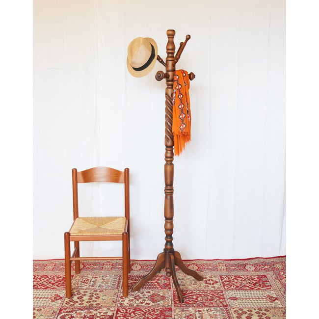 Porte-manteau en bois tourné Max N°403 - Bon état Couleur bois clair <span itemprop=