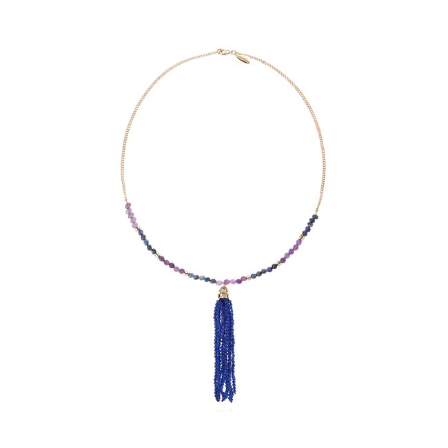 Collier chaîne avec pendentif de perles ISSA indigo <span itemprop=