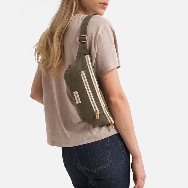 Bolsa de cintura com fecho, em tecido, ORSEL caqui <span itemprop=