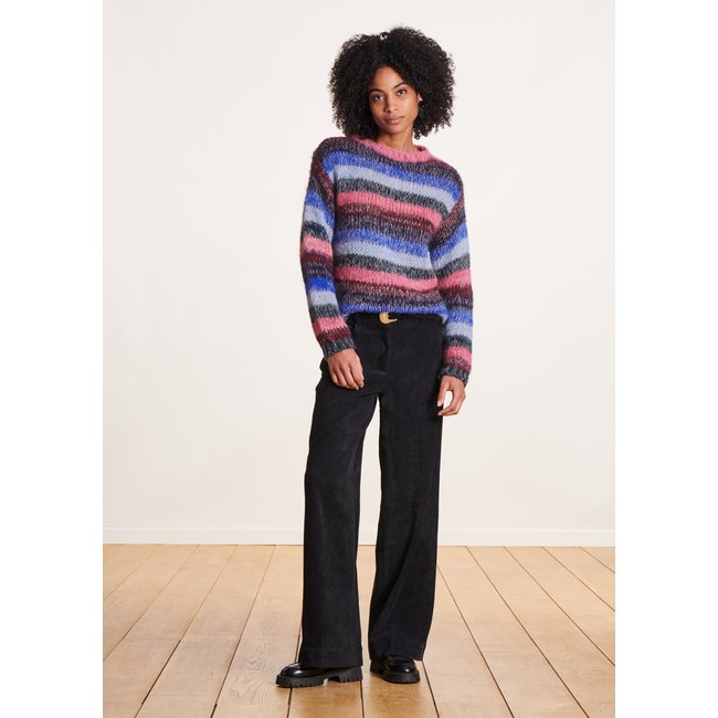 Pantalon large en velours noir <span itemprop=