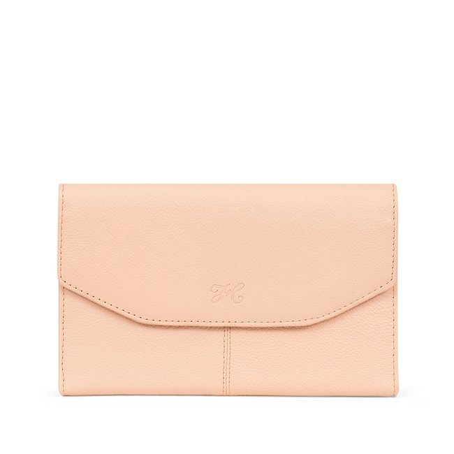 Compagnon de voyage 2 volets Stop RFID Cuir PARISIENNE beige nude <span itemprop=