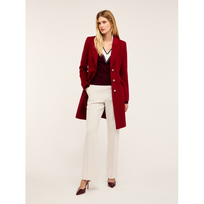 Manteau slim en drap de laine mélangée avec doublure intérieure - MOTIVI