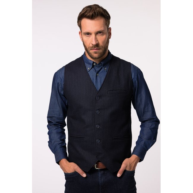 Gilet, laine mélangée, dos en maille bleu marine <span itemprop=