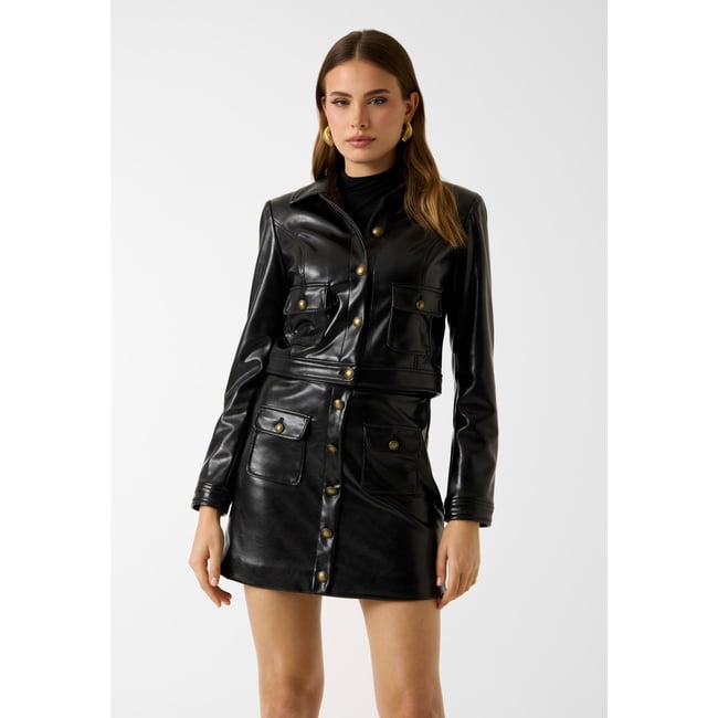 Veste En Similicuir noir <span itemprop=