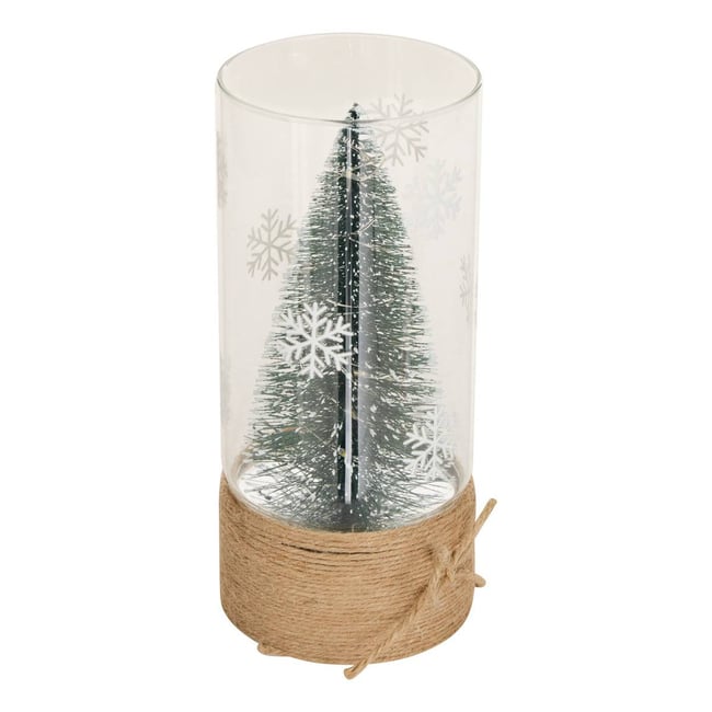 Sapin de Noël lumineux LED en verre H. 20 cm Couleur vert <span itemprop=