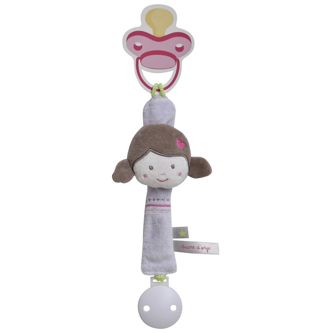 Attache tetine petite fille grise violet <span itemprop=
