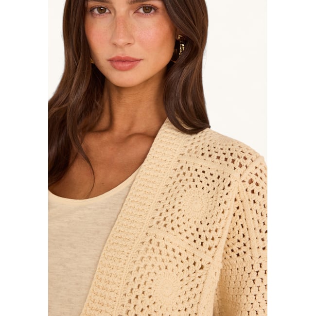 Gilet à manches longues en coton PAMPA creme <span itemprop=