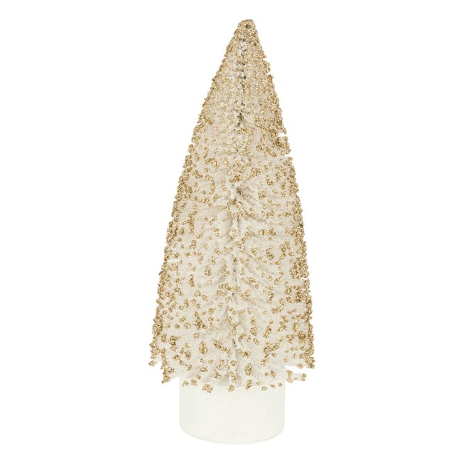 Décoration sapin blanc et or H20cm 8 LED blanc chaud à piles Couleur blanc <span itemprop=