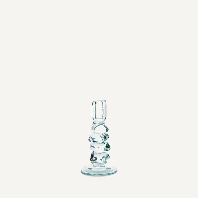 Bougeoir en verre transparent, H23 cm, Qimera Couleur transparent <span itemprop=