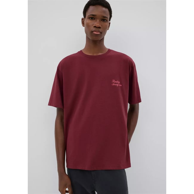 T-shirt en coton imprimé bordeaux <span itemprop=