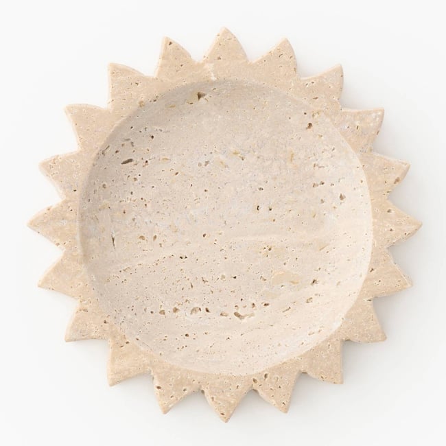 Vide-poche,,15*15*2.5cm, en travertin Couleur naturel <span itemprop=