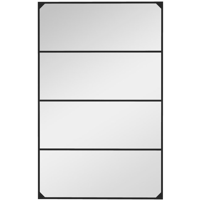 Miroir mural verrière rectangulaire style industriel métal noir Couleur noir <span itemprop=