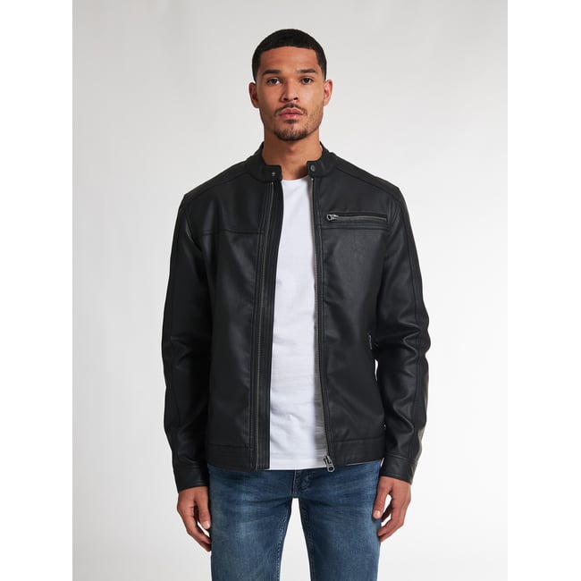 PU veste motard maverick noir black <span itemprop=
