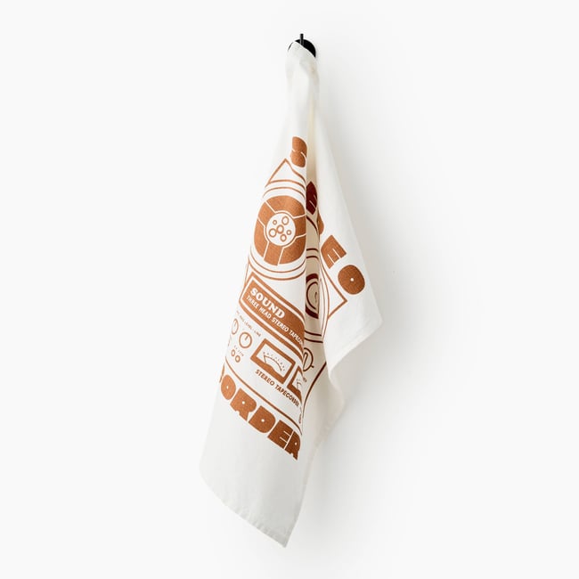 Torchon imprimé, 50x70cm, 100% coton chataigne <span itemprop=