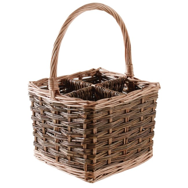 Porte bouteilles en osier 4 bouteilles Couleur brown <span itemprop=