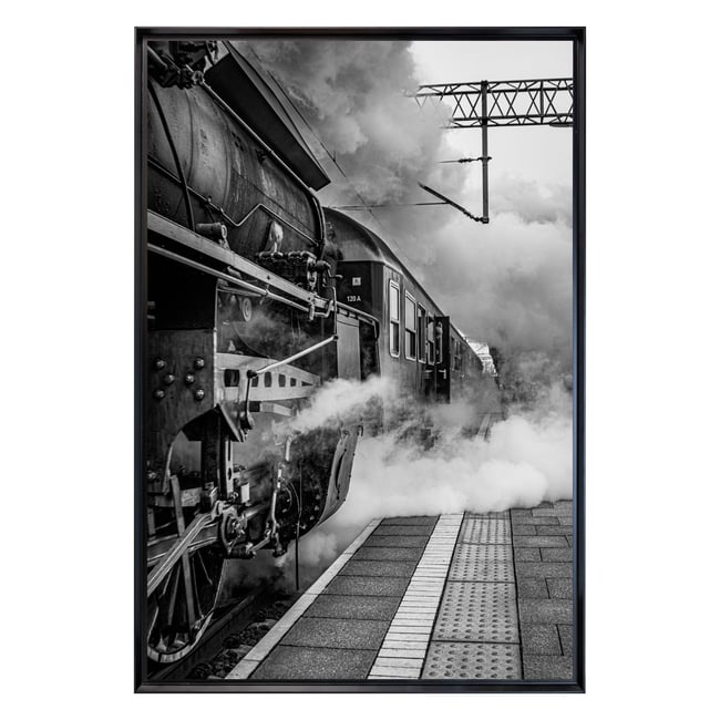 Tableau Mural Encadré Train Vapeur Industriel ILLUSION Couleur tableaux encadrés <span itemprop=