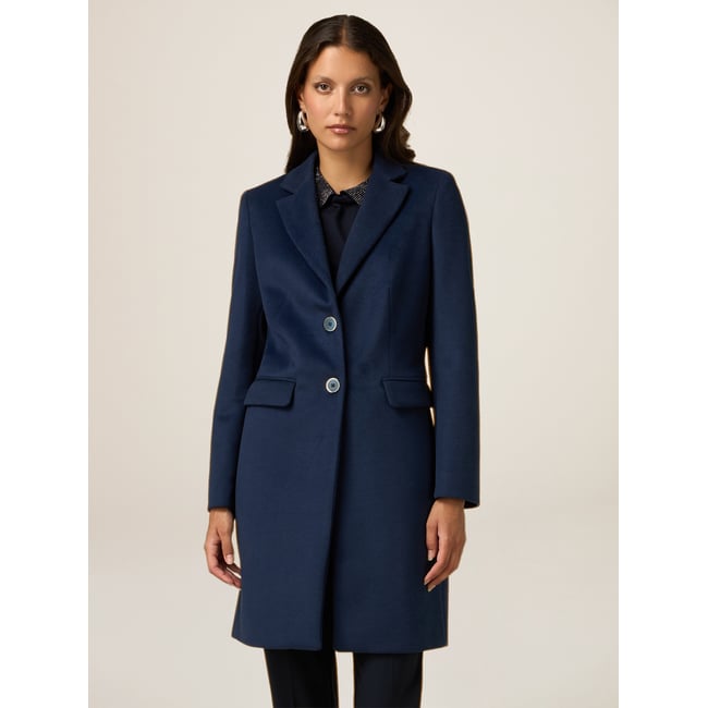 Single-breasted coat with pockets bleu <span itemprop=