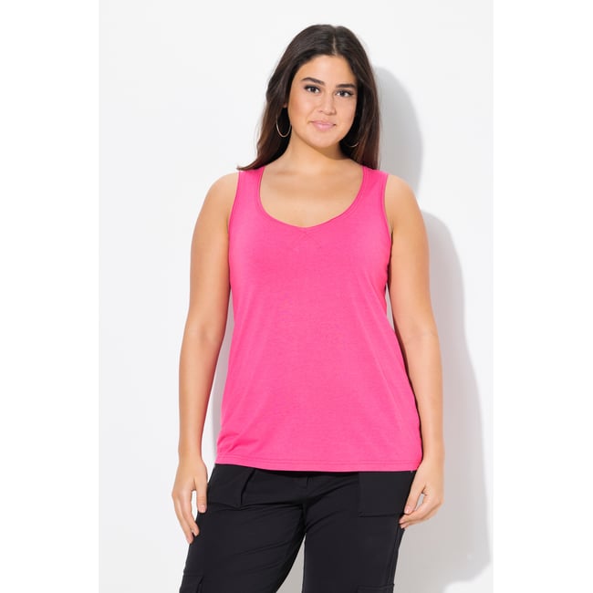 Débardeur en modal mélangé. Décolleté cœur. rose vif <span itemprop=