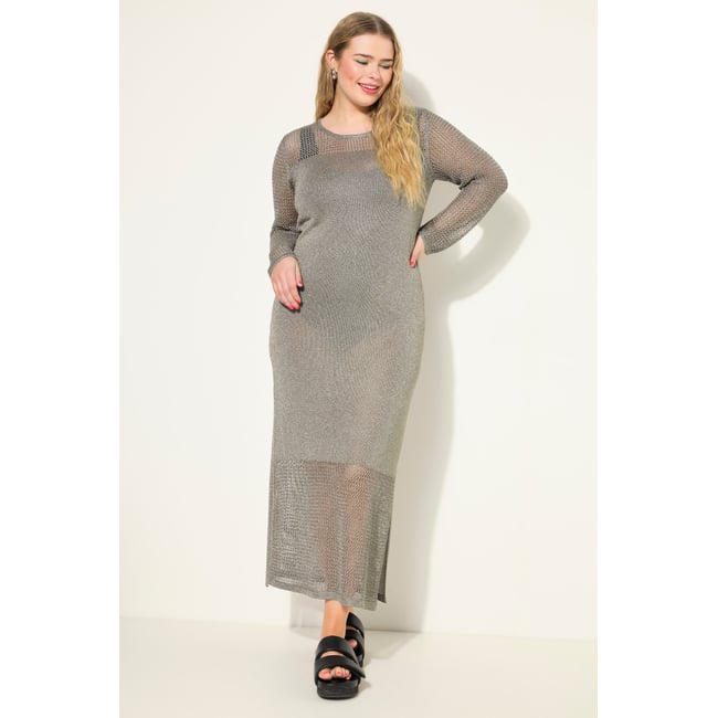 Robe maxi en maille sans manches argent <span itemprop=