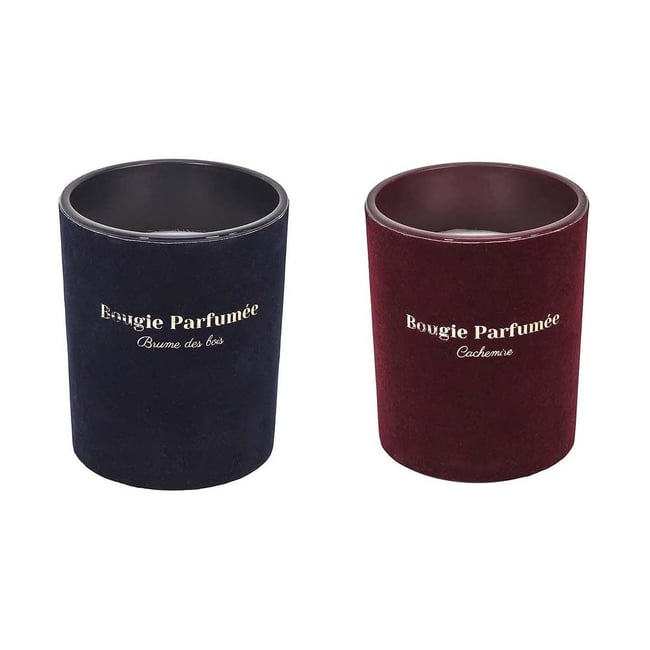 Bougie parfumée 10 x 12.5 cm Velours (Lot de 2) Couleur v002231 <span itemprop=