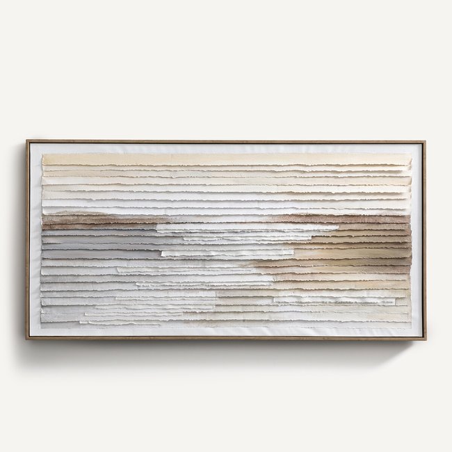 Quadro com papel aplicado, Haitan natural <span itemprop=
