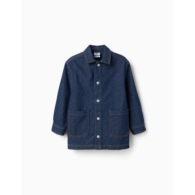 Surchemise en jean avec poches frontales bleu foncé <span itemprop=